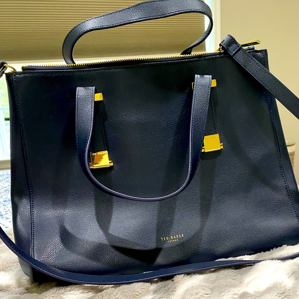 Ted Baker, oversized satchel, Navy Blue & Gold! Great condition.